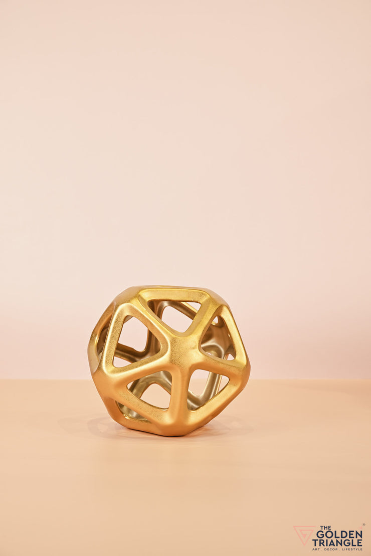 Geometric Cutout Sphere - Gold - Big
