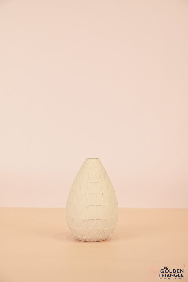 Patterned Oasis Ceramic Vase - Beige