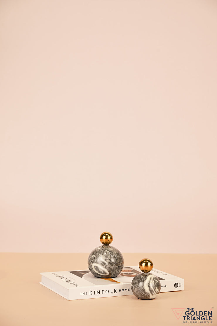 Golden Orb Terrazzo Sphere - Gray