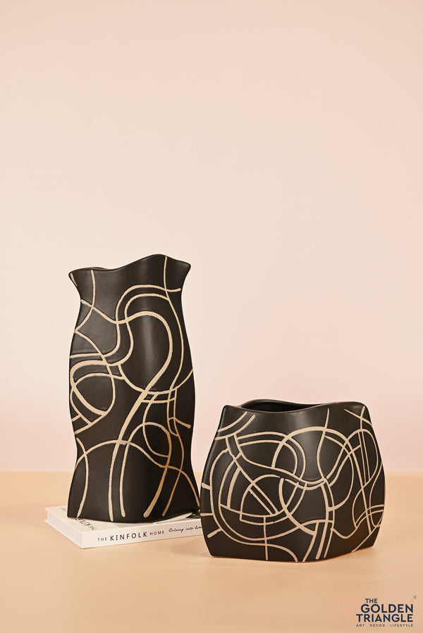 Midnight Waves Ceramic Vase