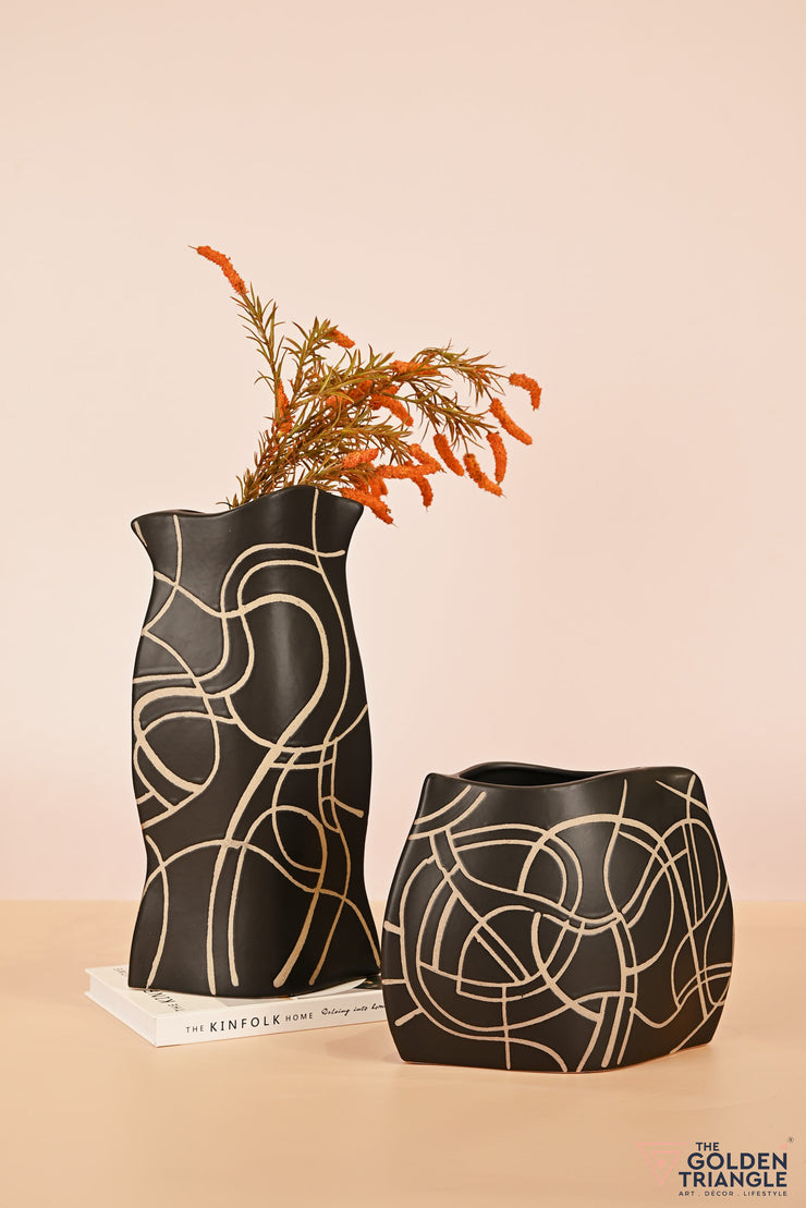 Midnight Waves Ceramic Vase