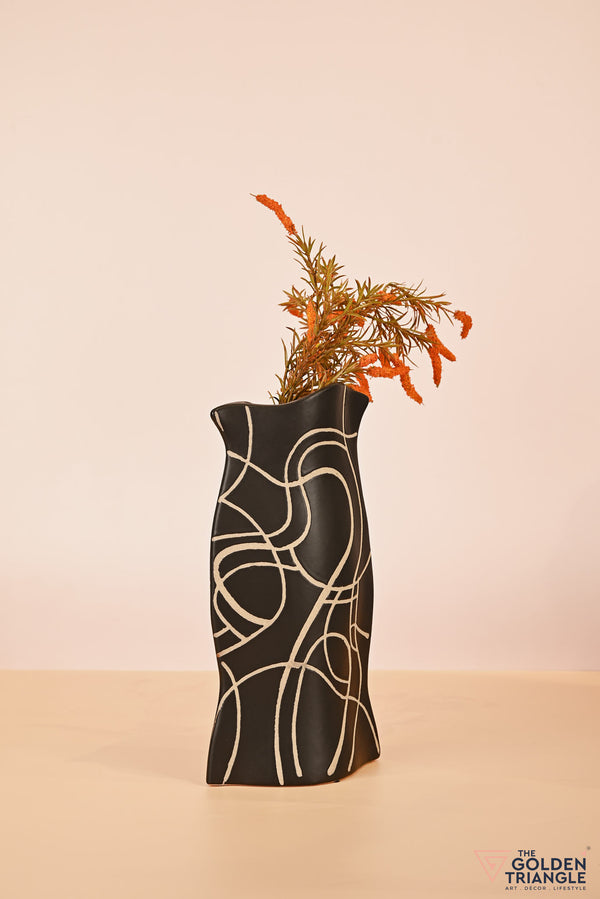 Midnight Waves Ceramic Vase