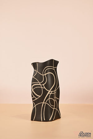 Midnight Waves Ceramic Vase