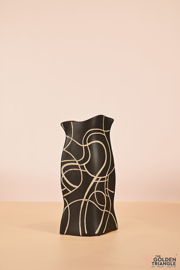 Midnight Waves Ceramic Vase