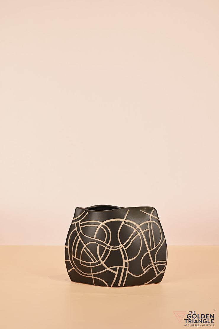 Midnight Waves Ceramic Vase
