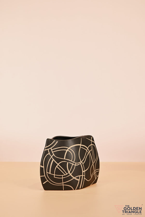 Midnight Waves Ceramic Vase