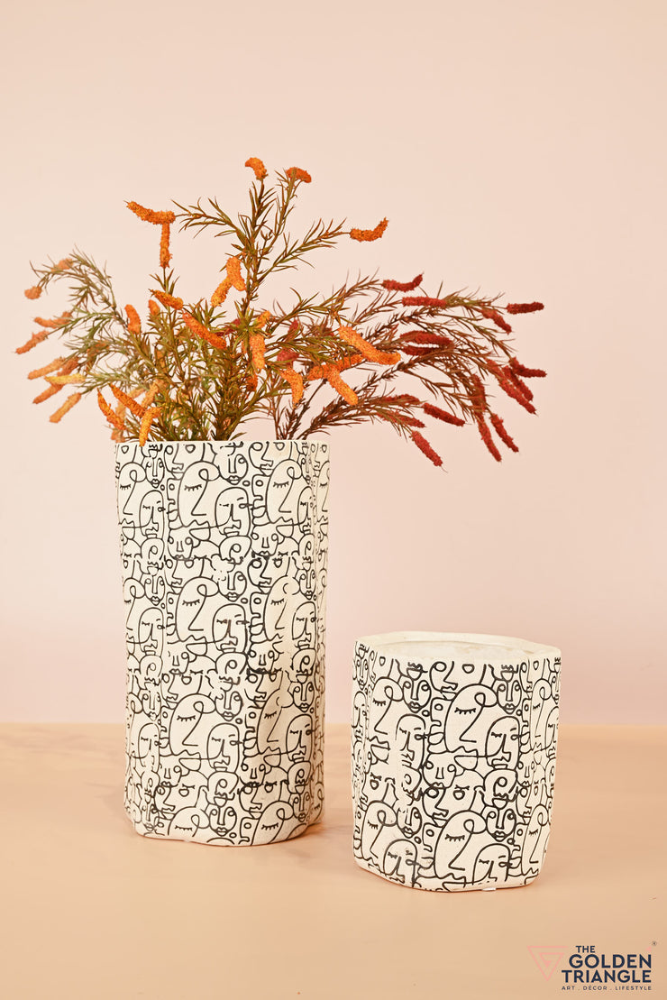 Expressionist Doodle Vase - White