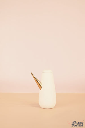 Gilded Beast Ceramic Canister - White