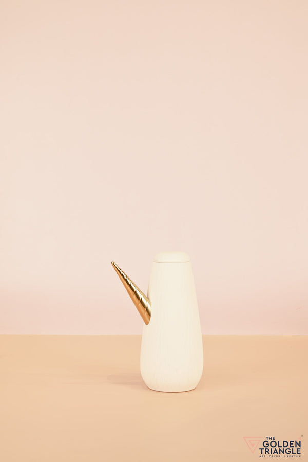 Gilded Beast Ceramic Canister - White