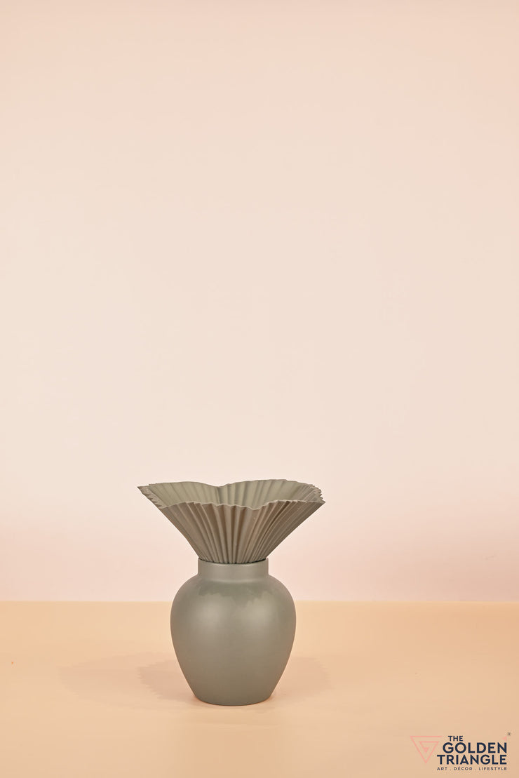 Floral Blossom Porcelain Vase - Gray