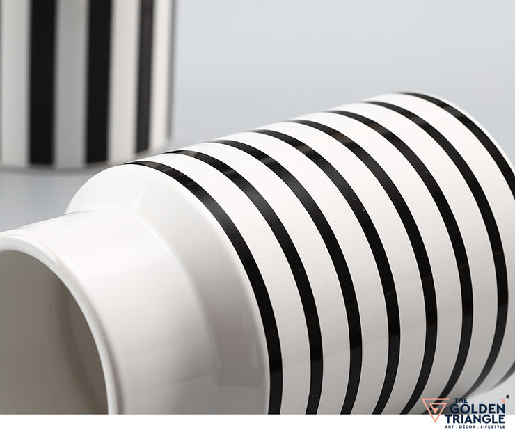 Timeless Stripes Ceramic Vase - Short