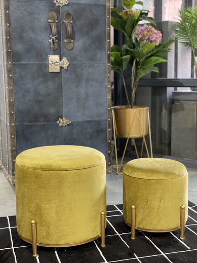 Storage Pouffe in mustard colour and multiple sizes