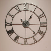Amargo - Roman Wall Clock - Double Rim - 24 inch - Silver