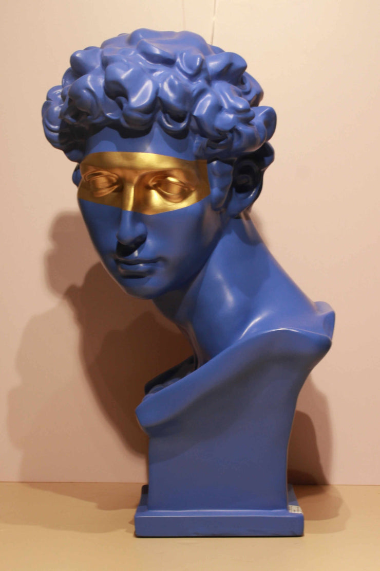 Opus - Roman Blue Head Sculpture with Gold Eye Patch