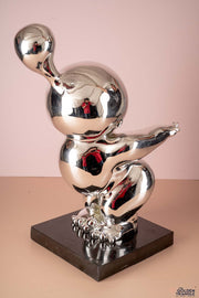 Chub - Chubby Man Posing Metallic Figurine with Marble Base - Silver