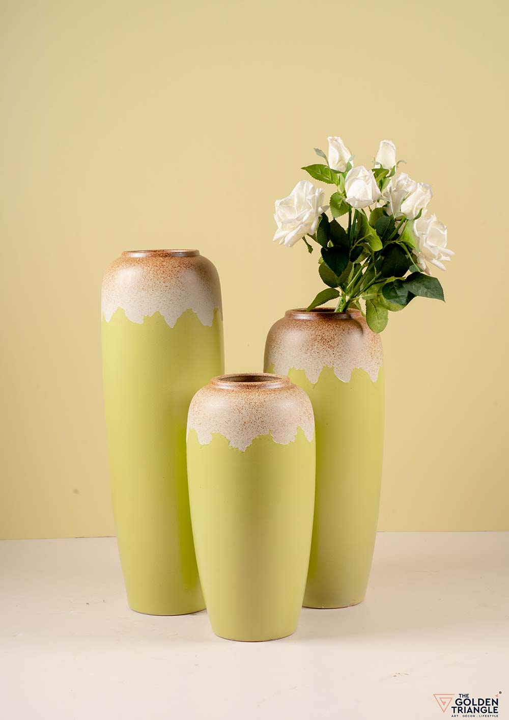 Daphne Ceramic Floor Planter - Lime Green
