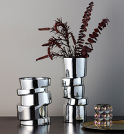 Cliff Metallic Silver Vase - Short