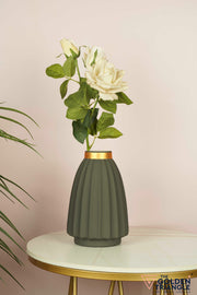 Ann Fluted Ceramic Vase - Gray
