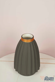 Ann Fluted Ceramic Vase - Gray