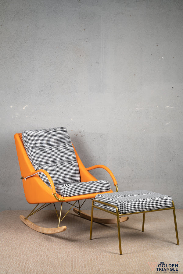 Galan Rocking Chair with Footrest - Orange