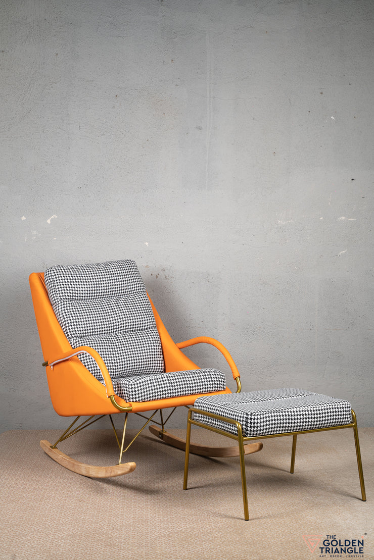 Galan Rocking Chair with Footrest - Orange