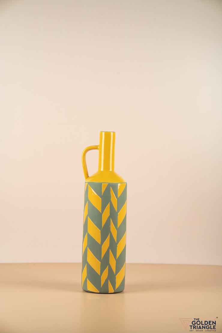Akio Ceramic Bottle Vase - Yellow