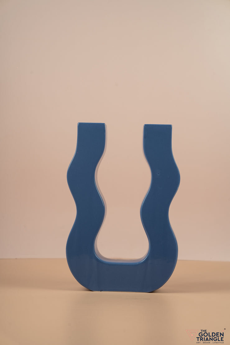 Curved U Vase - Blue