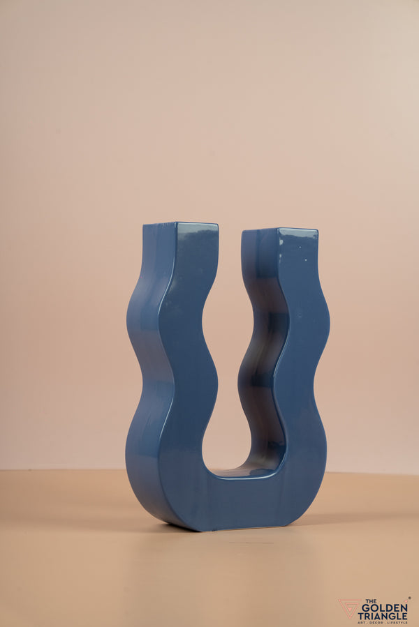 Curved U Vase - Blue