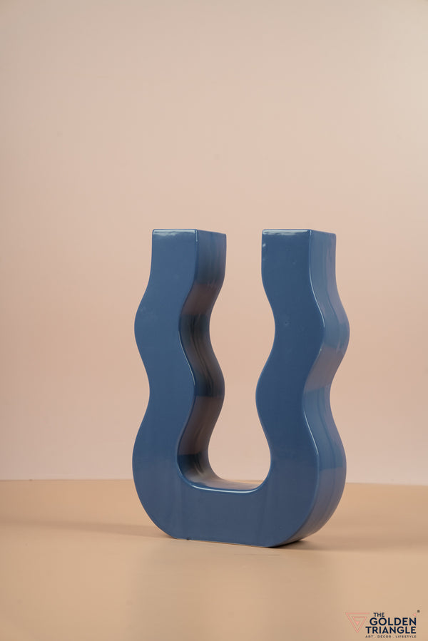 Curved U Vase - Blue