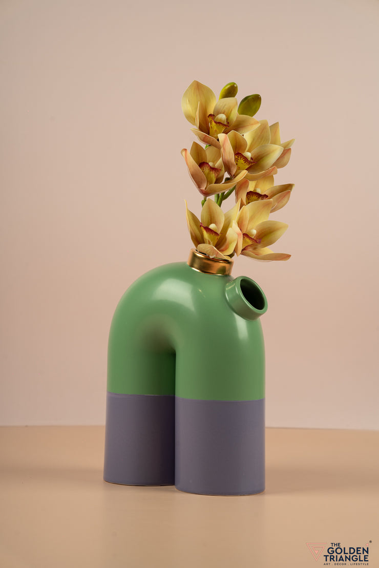 Pipe Vase - Green & Purple