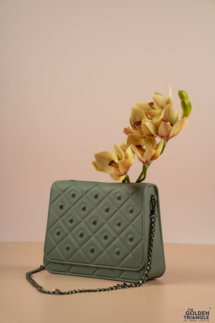 Rockstud Ceramic Handbag Vase - Gray