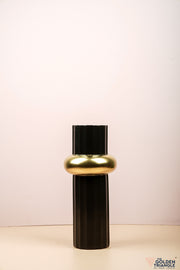Black Ceramic Vase with Gold Ring