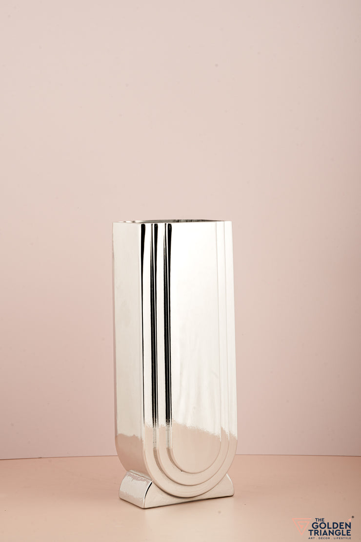 Maximus Metallic Silver Vase - Tall