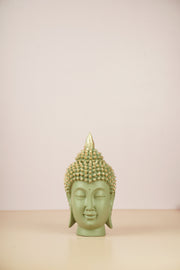 Serene Buddha Head Sculpture - Green
