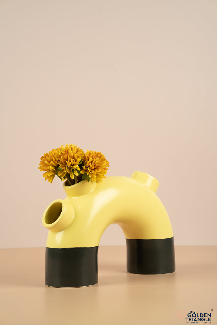 Short Pipe Vase - Yellow