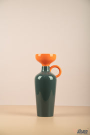 Vase with Handles - Orange & Gray