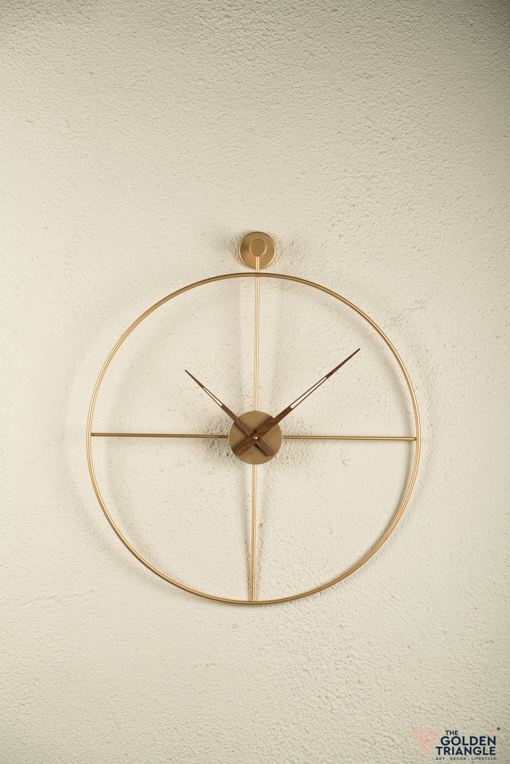 Nova Metal Wall Clock with Wooden Hands - Gold