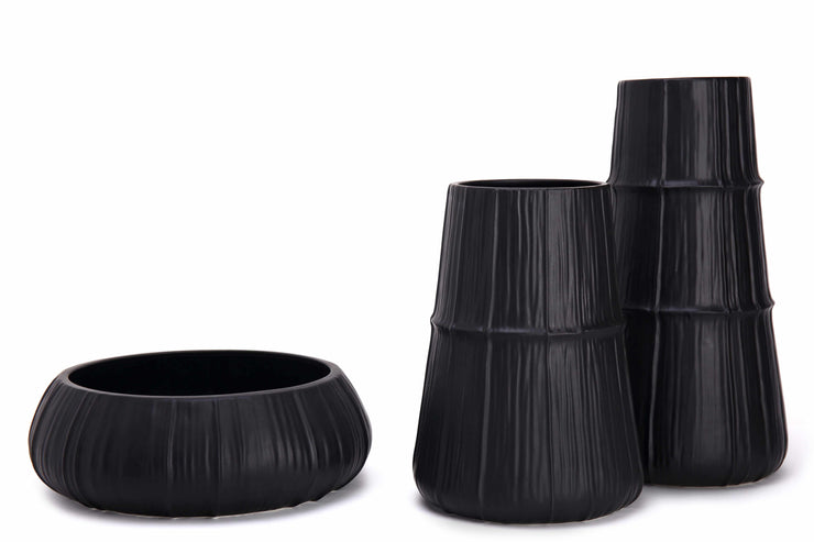 Cusco Black Ceramic Vase - Flat